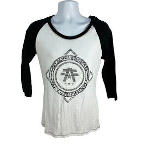 American Fighter Premium Athletics Raglan Baseball Tee Mens L Black & White